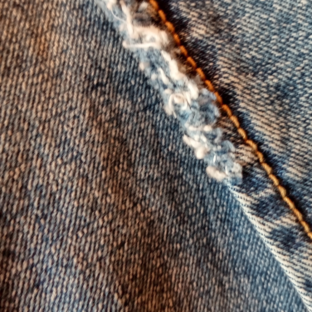 Anthropologie Blue Denim Jacket with White Crochet Hem - Picture 4 of 12